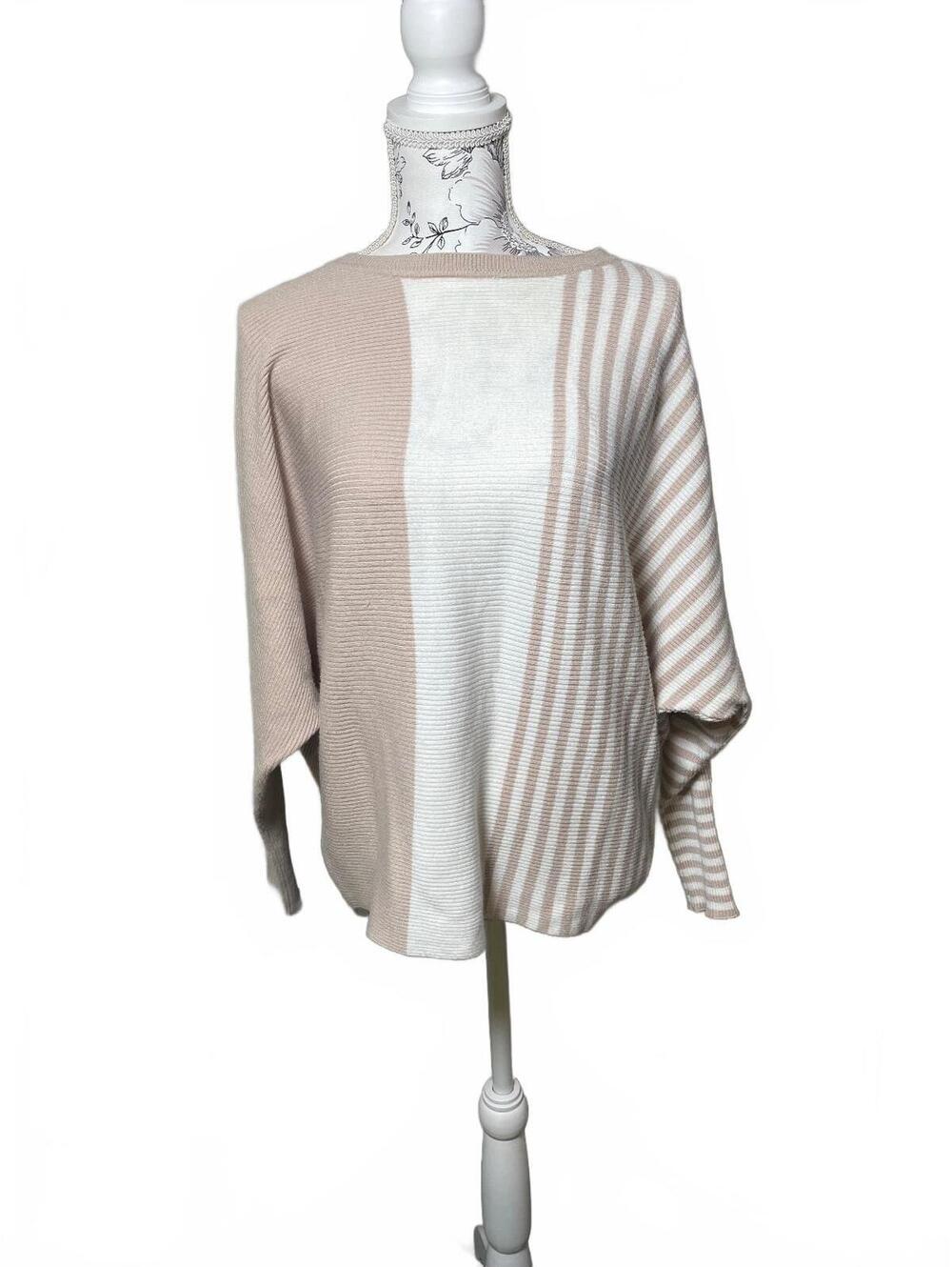 Philosophy Women’s Mininalist Tan/White Pullover Sweater Medium-124